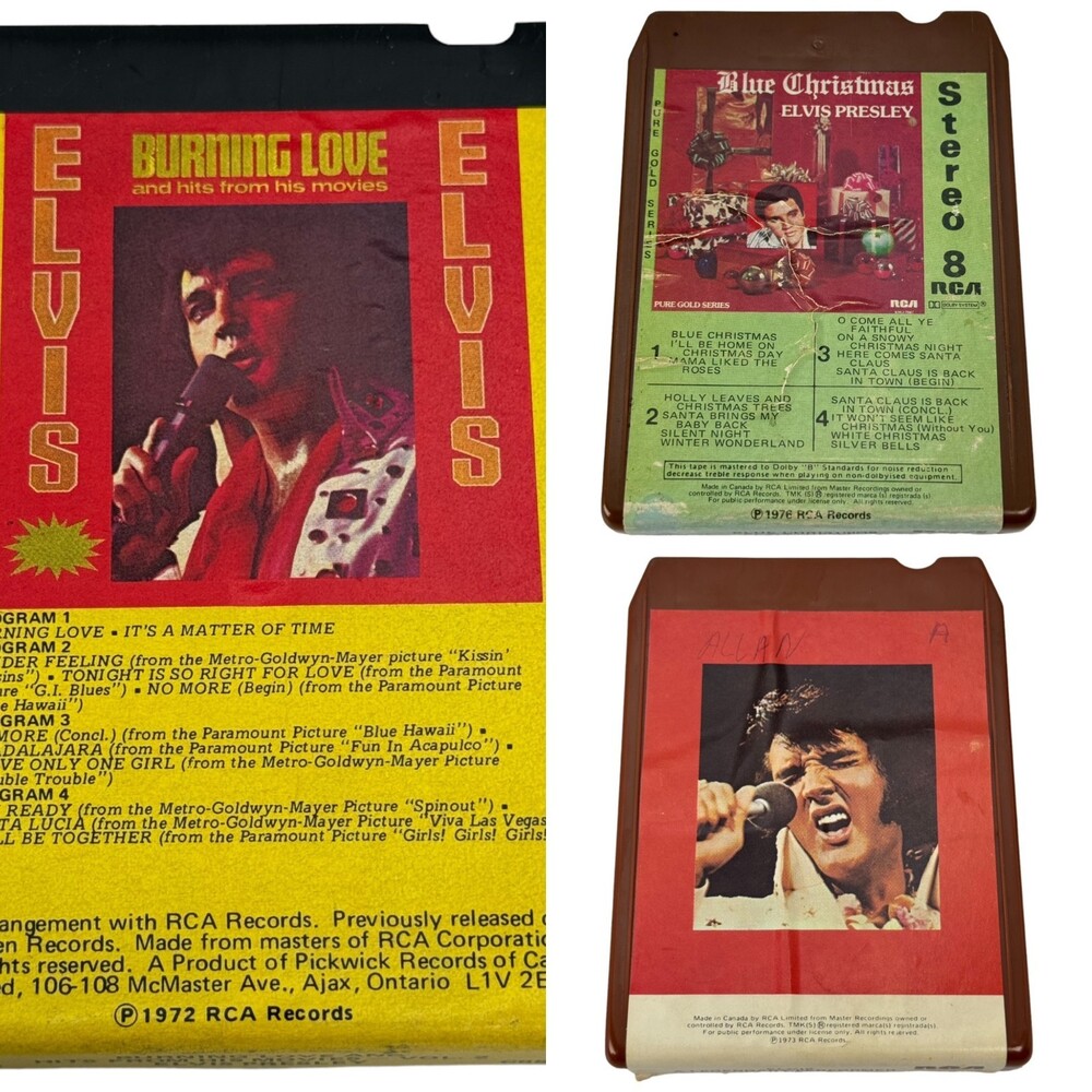 Elvis 8-Track Tape Bundle 3 - Burning Love, Blue Christmas, Legendary Performer